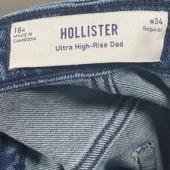 Hollister Ultra High Rise Dad Jeans Women’s Plus 18R 39x30 Distressed Stretch - Picture 3 of 7